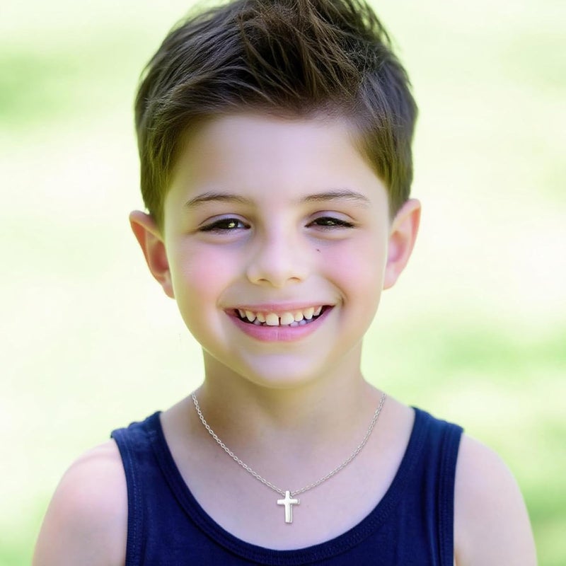 ELLEZZA Valentines Day Gifts for Kids-Cross Necklace Gifts for Boys,Small Cross Pendant Necklace Religious First communion Confirmation Baptism Jewelry Gifts - Image 2